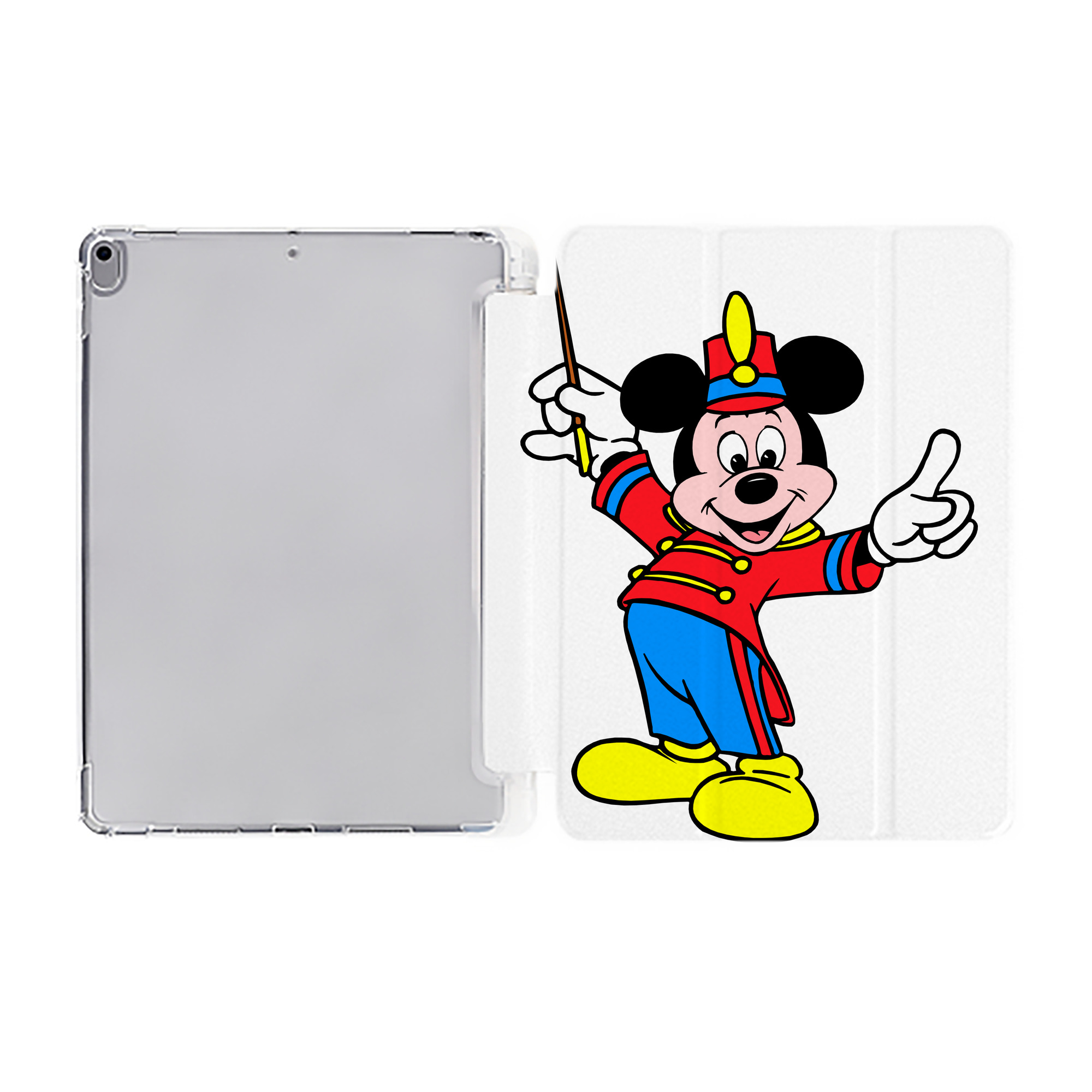 （画像用） ミッキーマウス Mickey Mouse IPad ケース ペン収納付き 三つ折りスタンド PUレザー×シリコン 対応機種9.5/10.5/10.9インチ